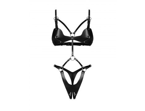 Body skórzane otwarte Obsessive czarne S/M/L - 7