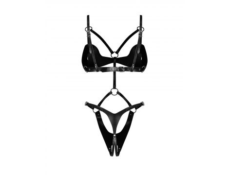 Body skórzane otwarte Obsessive czarne S/M/L - 8