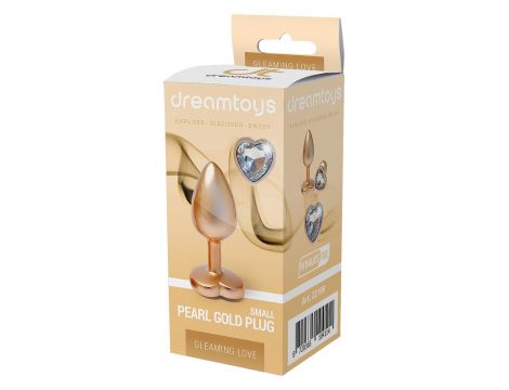 Korek analny aluminiowy złoty matowy z serduszkiem Dream Toys mały - 2