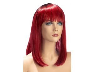 Peruka długa błyszcząca ciemnoczerwona Elvira World Wigs z grzywką