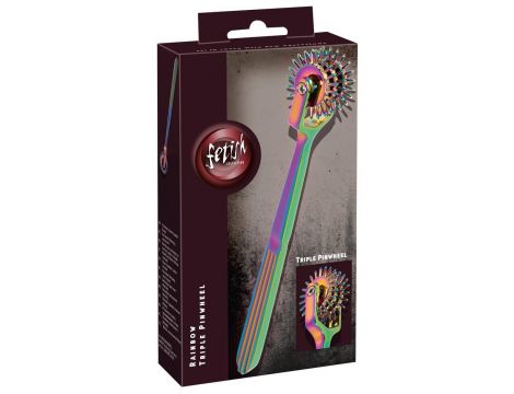Wiatraczek BDSM potrójny tęczowy metalowy fetish Collection 18,5 cm - 7