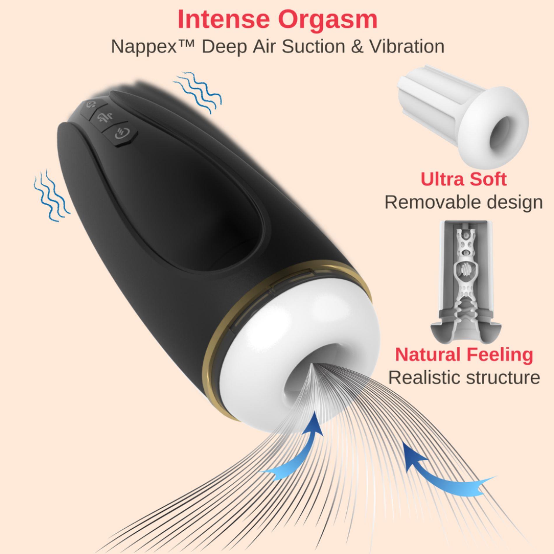 masturbator - nappex™ branco black - premium mastubators (10 languages