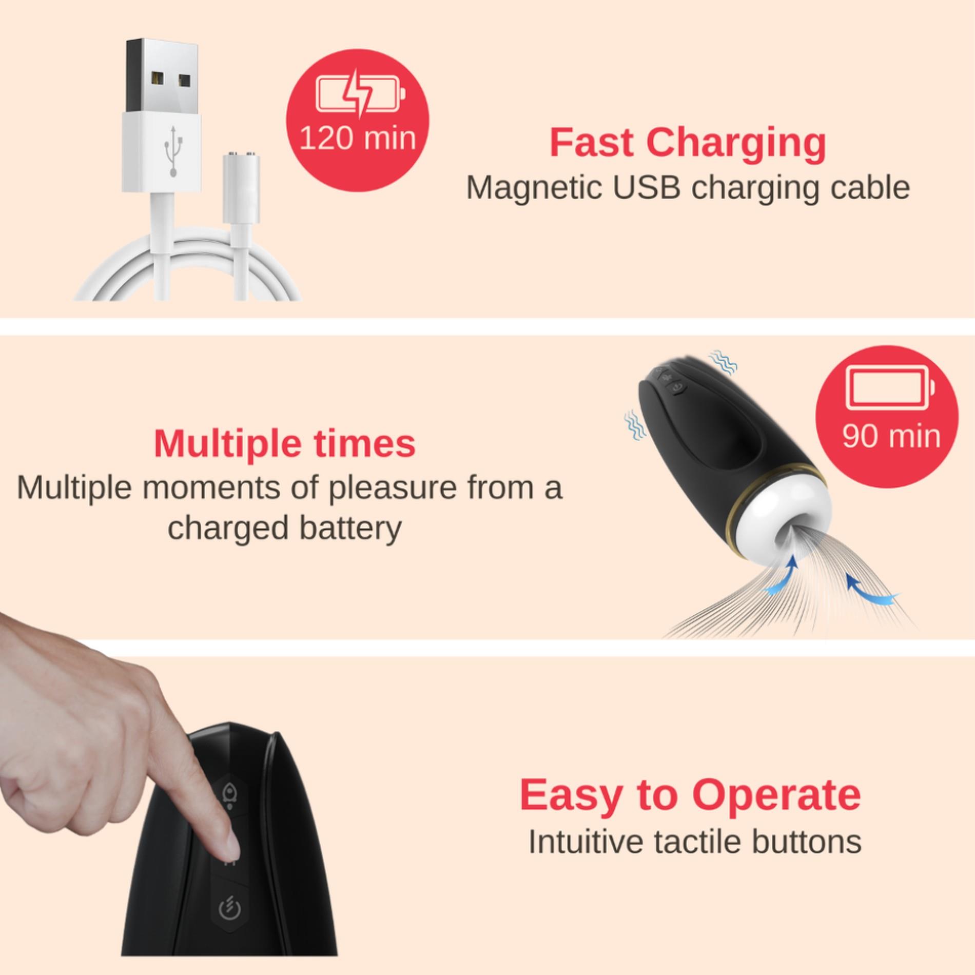 masturbator - nappex™ branco black - premium mastubators (10 languages