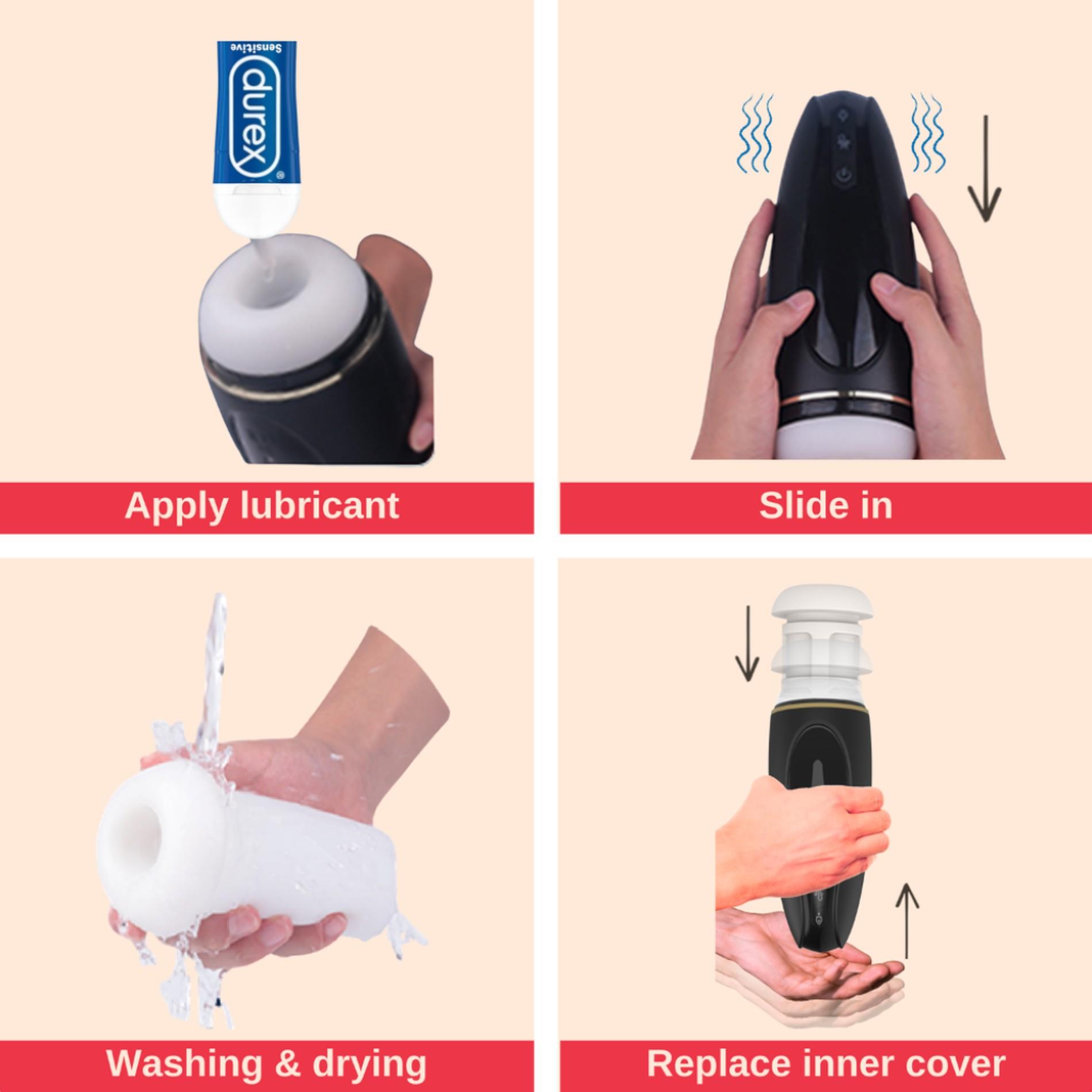 masturbator - nappex™ branco black - premium mastubators (10 languages