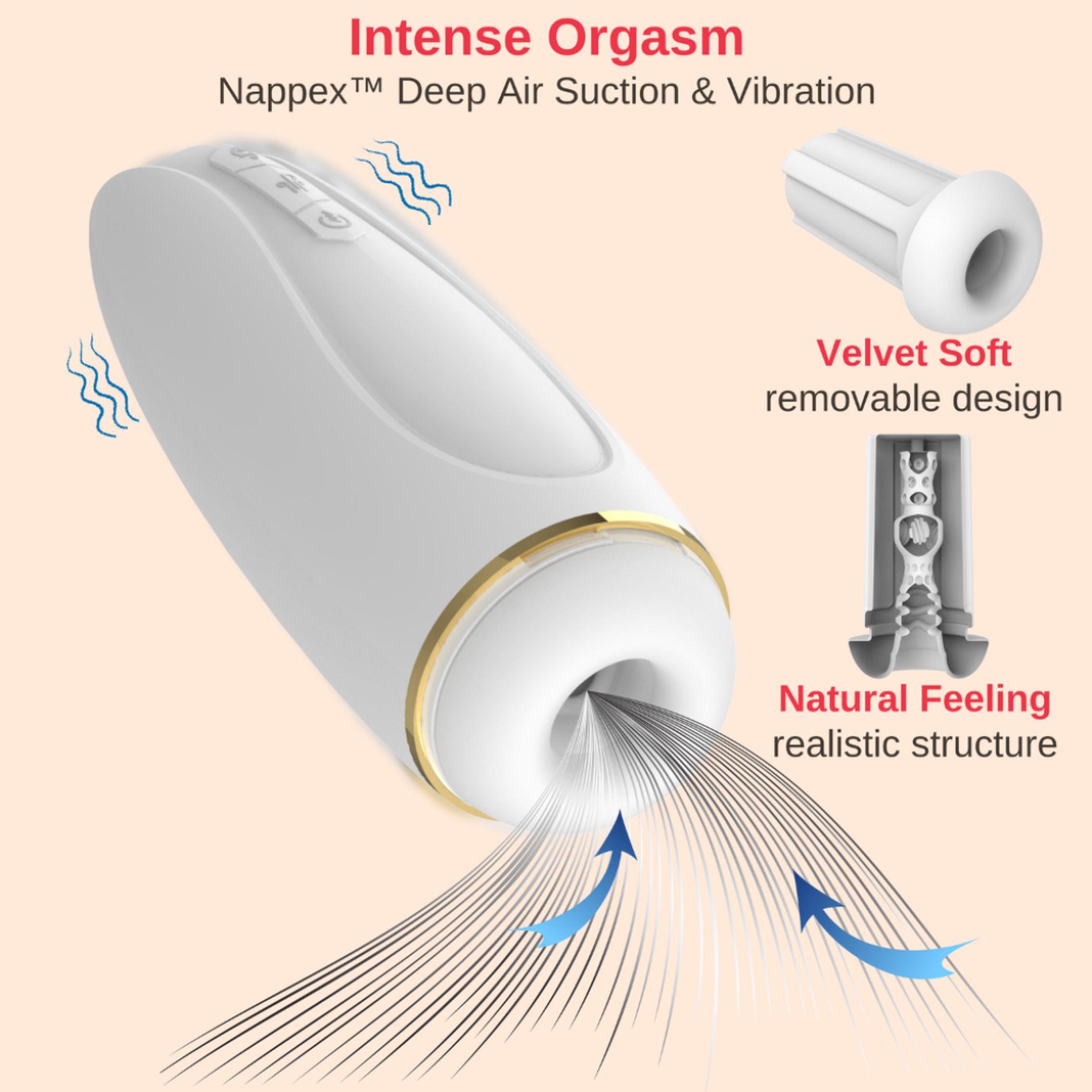 masturbator - nappex™ branco white - premium mastubators (10 languages)