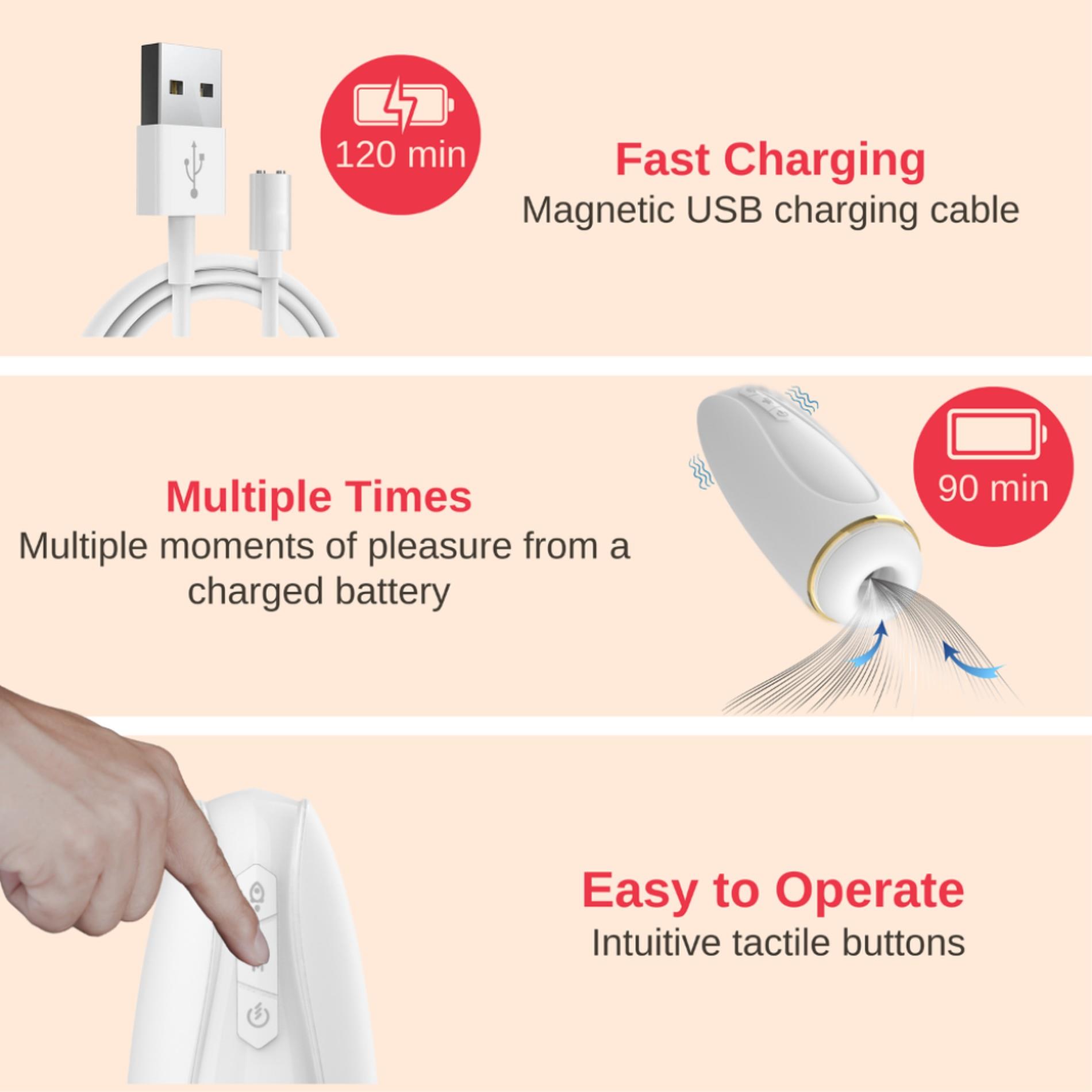 masturbator - nappex™ branco white - premium mastubators (10 languages)