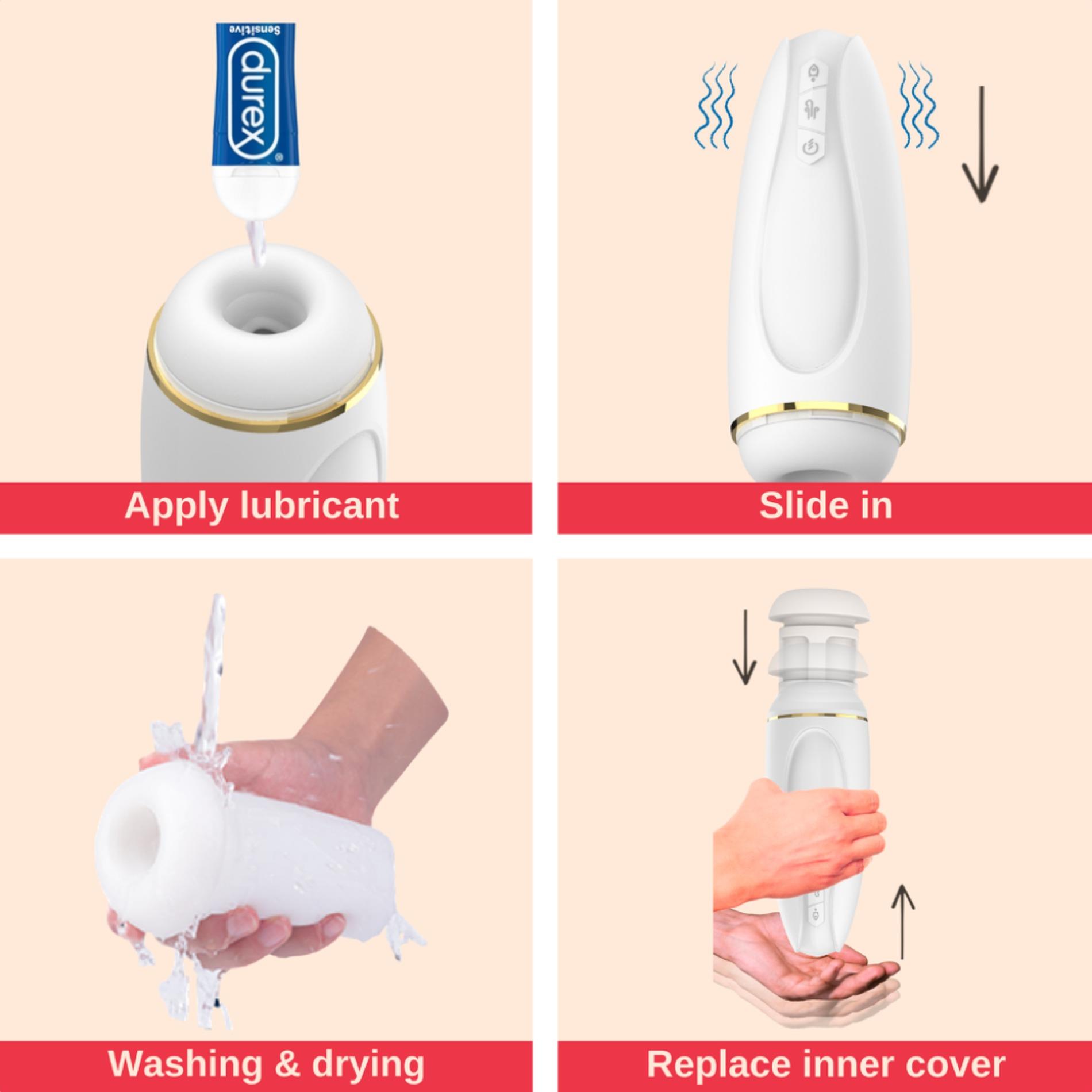 masturbator - nappex™ branco white - premium mastubators (10 languages)