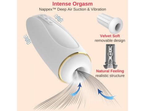 Masturbator z ssaniem i wibracją Nappex Branco biały USB - 2