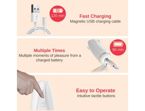 Masturbator z ssaniem i wibracją Nappex Branco biały USB - 6