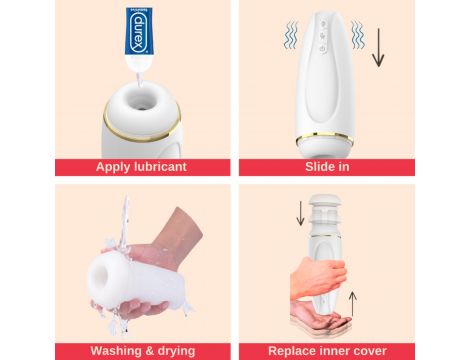 Masturbator z ssaniem i wibracją Nappex Branco biały USB - 9