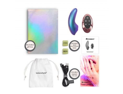 Mini wibrator silikonowy Dreamer Love to Love turkusowy tęczowy USB 10 cm - 5