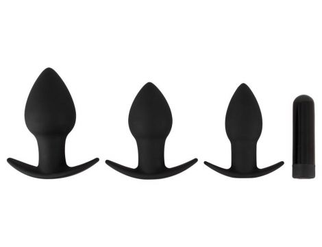 Zestaw plugów analnych wibrujących Black Velvets silikonowy USB 3 sztuki - 2