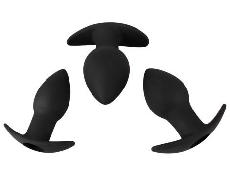 Zestaw plugów analnych wibrujących Black Velvets silikonowy USB 3 sztuki - 3