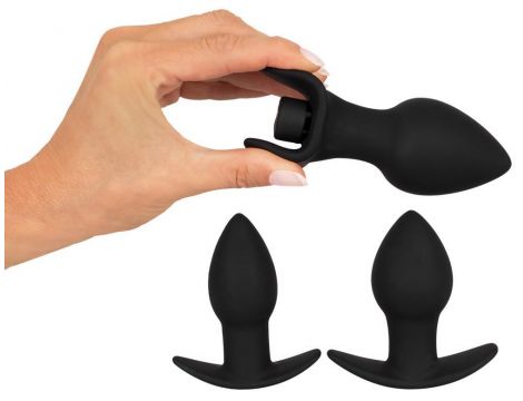 Zestaw plugów analnych wibrujących Black Velvets silikonowy USB 3 sztuki - 6