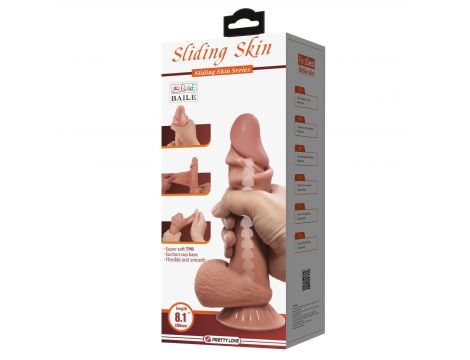 Dildo realistyczne Baile Sliding Skin 21 cm przyssawkowe giętkie TPR - 11