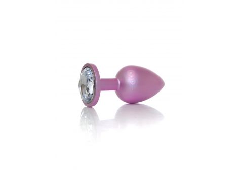 Stalowy korek analny z diamentem różowy HeavyFun 9 cm