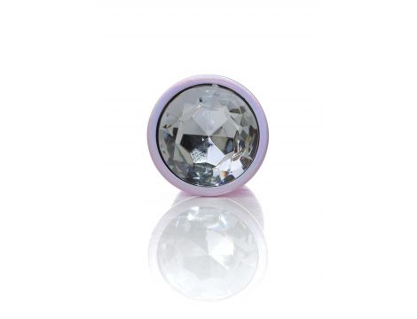 Stalowy korek analny z diamentem różowy HeavyFun 9 cm - 4