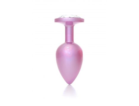 Stalowy korek analny z diamentem różowy HeavyFun 9 cm - 5