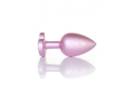 Biżuteria analna stalowa z diamencikiem różowym 9 cm - 2