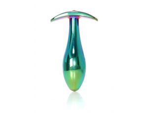 Korek analny stalowy z diamencikiem różowy M HeavyFun 9 cm