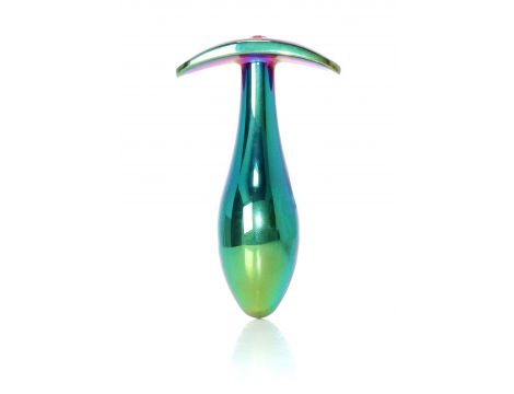 Korek analny stalowy z diamencikiem różowy M HeavyFun 9 cm