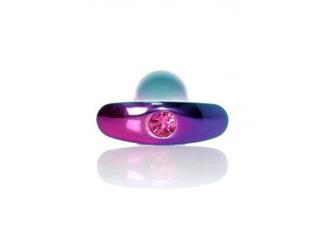 Korek analny stalowy z diamencikiem różowy M HeavyFun 9 cm - 2