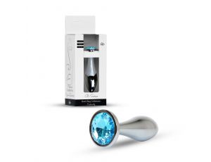 Srebrny korek analny HeavyFun z jasnoniebieskim diamencikiem 10.5 cm