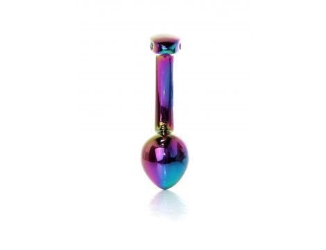 Korek analny stalowy HeavyFun wielokolorowy zakrzywiony 9 cm - 2