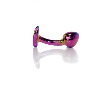 Korek analny stalowy HeavyFun wielokolorowy zakrzywiony 9 cm - 3