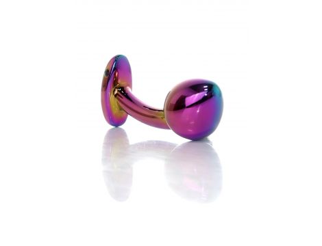 Korek analny stalowy HeavyFun wielokolorowy zakrzywiony 9 cm - 4