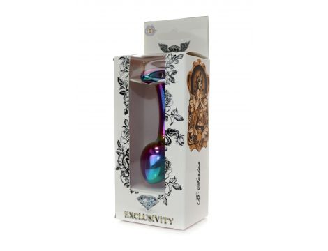 Korek analny stalowy HeavyFun wielokolorowy zakrzywiony 9 cm - 8