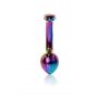 Korek analny stalowy HeavyFun wielokolorowy zakrzywiony 9 cm - 3