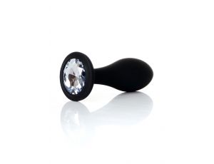 Korek analny silikonowy transparentny z diamentem L 10.5 cm