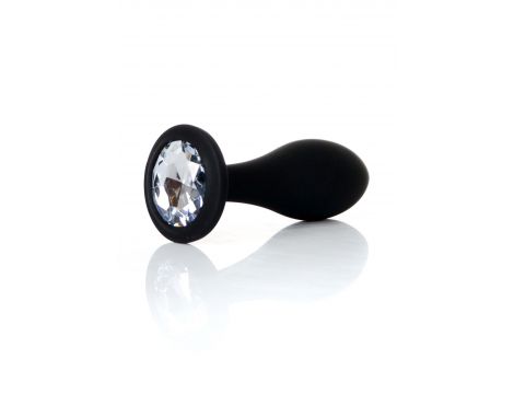 Korek analny silikonowy transparentny z diamentem L 10.5 cm