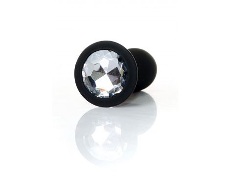 Korek analny silikonowy transparentny z diamentem L 10.5 cm - 2