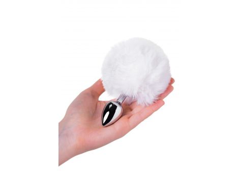 Korek analny srebrny TOYFA z króliczym ogonkiem 13 cm - 3