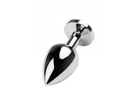 Korek analny srebrny z czerwonym kryształkiem średni Metal by TOYFA - 2