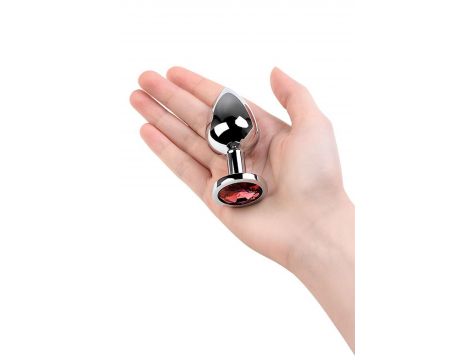Korek analny srebrny z czerwonym kryształkiem średni Metal by TOYFA - 6