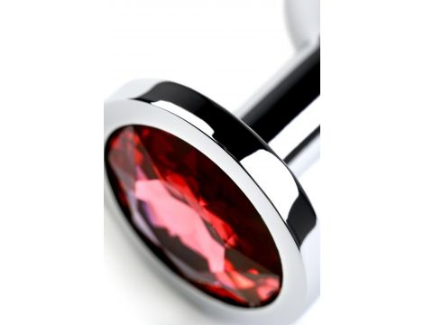 Korek analny srebrny z czerwonym kryształkiem średni Metal by TOYFA - 7