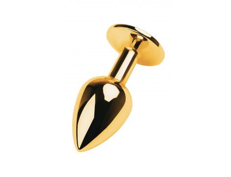 Korek analny metalowy TOYFA złoty z różowym kryształkiem 9,5 cm - 2