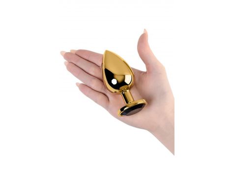 Korek analny metalowy TOYFA złoty z różowym kryształkiem 9,5 cm - 5