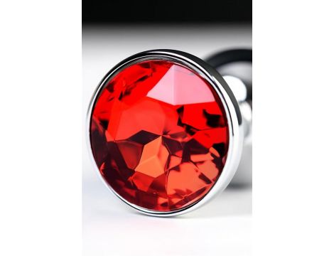 Srebrny korek analny z czerwonym kryształkiem Metal by TOYFA - 3