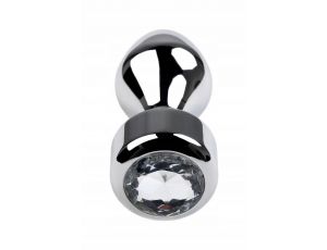 Korek analny metalowy srebrny z kryształkiem Metal by TOYFA 9.5 cm