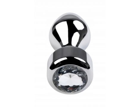 Korek analny metalowy srebrny z kryształkiem Metal by TOYFA 9.5 cm