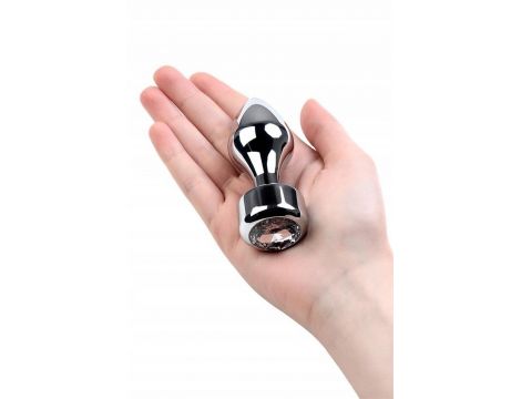 Korek analny metalowy srebrny z kryształkiem Metal by TOYFA 9.5 cm - 2