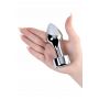 Korek analny srebrny metalowy z białym kryształkiem TOYFA - 4