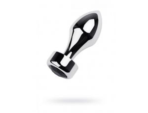 Korek analny metalowy srebrny TOYFA z czarnym kryształkiem 10,8 cm