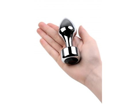 Korek analny metalowy srebrny TOYFA z czarnym kryształkiem 10,8 cm - 4
