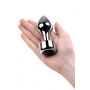 Korek analny metalowy srebrny TOYFA z czarnym kryształkiem 10,8 cm - 5