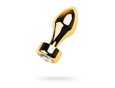 Korek analny złoty TOYFA Metal z białym kryształkiem 9,5 cm